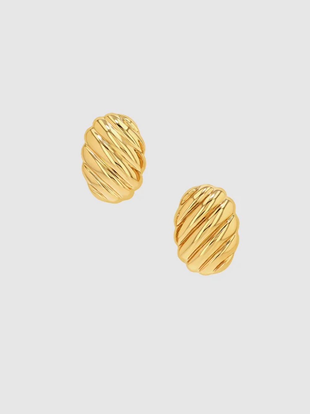 Annie Bing Ribbed Oval Earrings in Gold